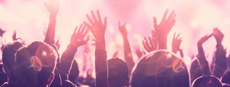Fans in the crowd at a rock concert.